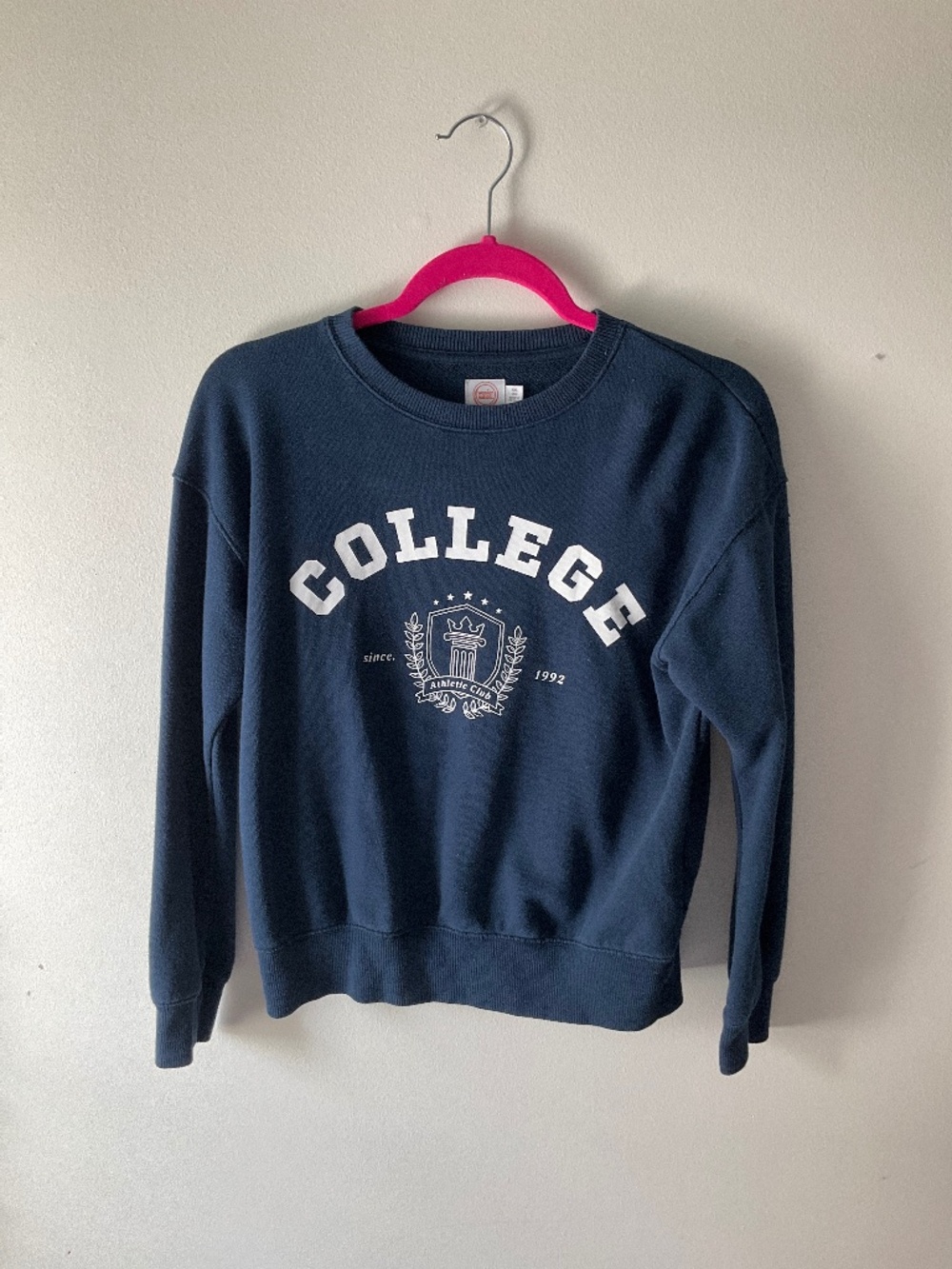 Wonder Nation Girls' "College Athletic Club" Fleece Graphic Sweatshirt